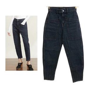 NWT VERONICA BEARD Charlie Barrel Jean Patch Pockets High-Rise Dark Ink Size 29